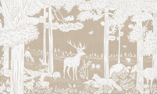 Monochrome Forest Brown Wall Mural