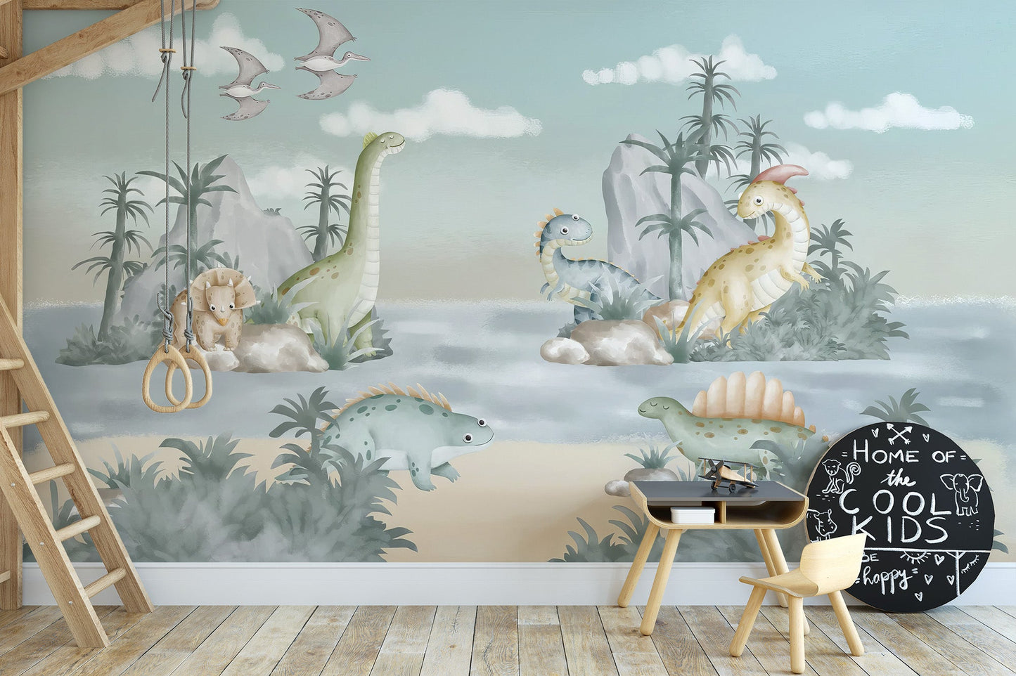 Kids Dinosaur Hills Wall Mural - Wallanza