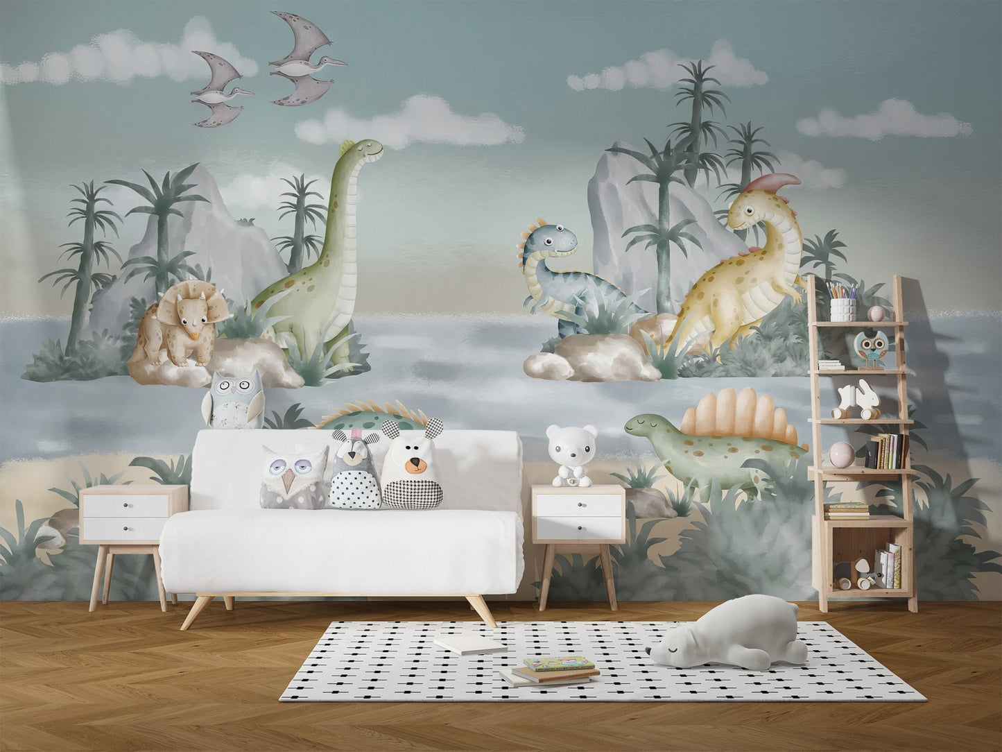 Kids Dinosaur Hills Wall Mural - Wallanza