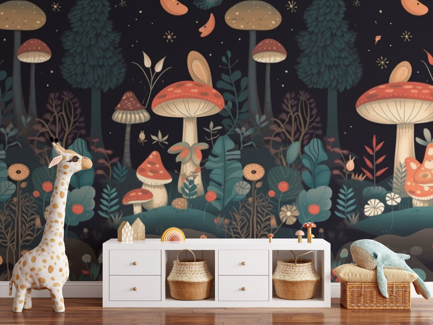 Kids Mushroom Wallpaper Mural - Wallanza