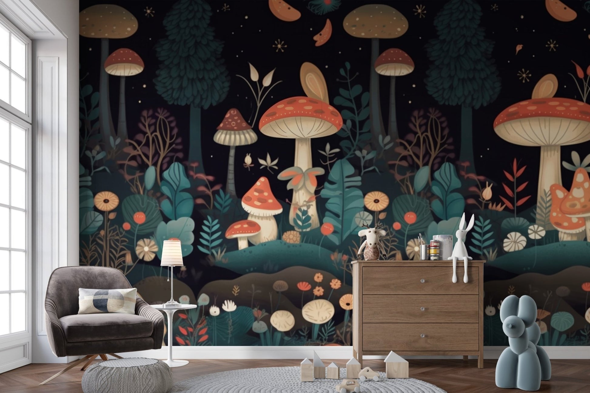 Kids Mushroom Wallpaper Mural - Wallanza