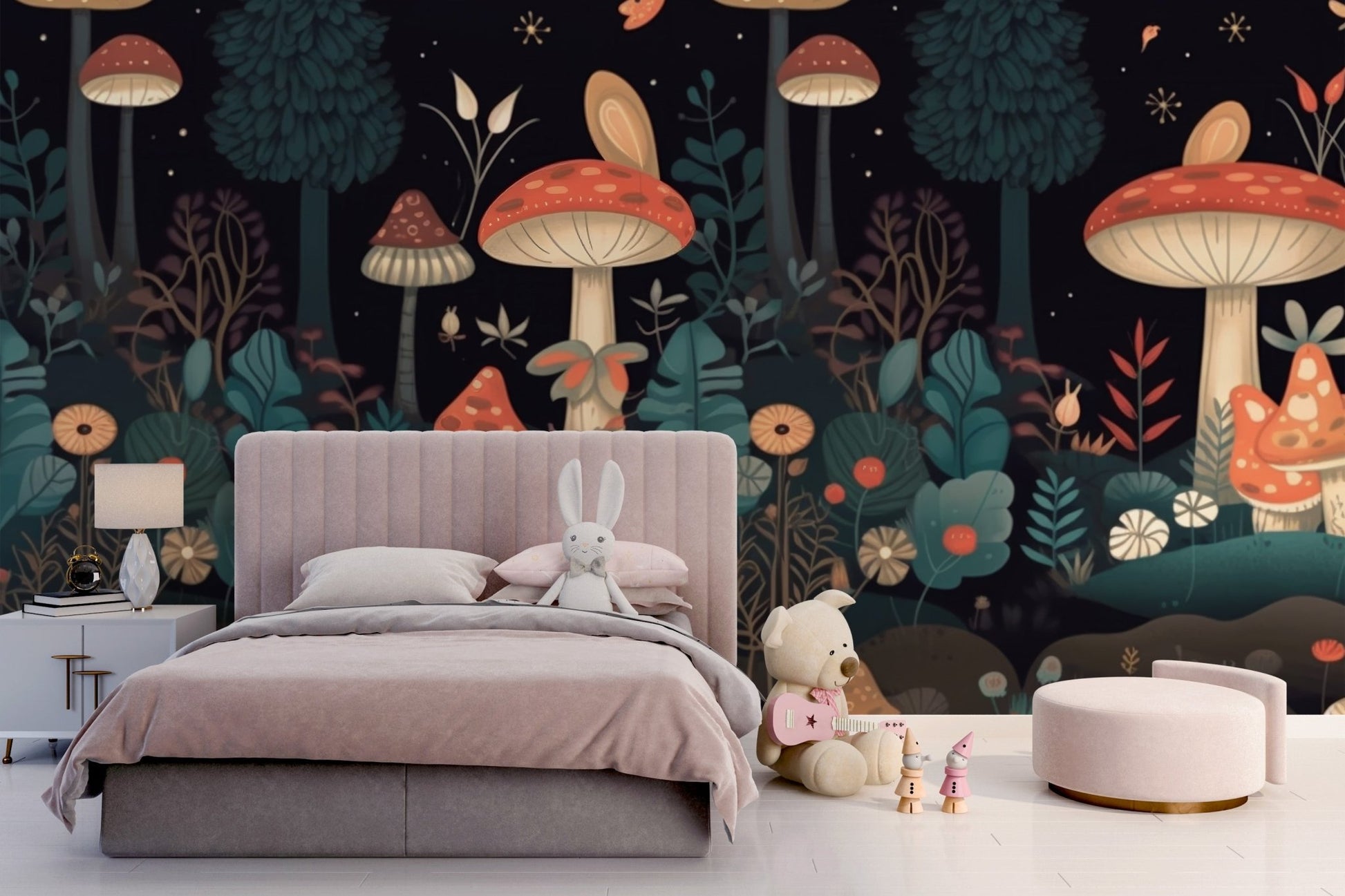 Kids Mushroom Wallpaper Mural - Wallanza