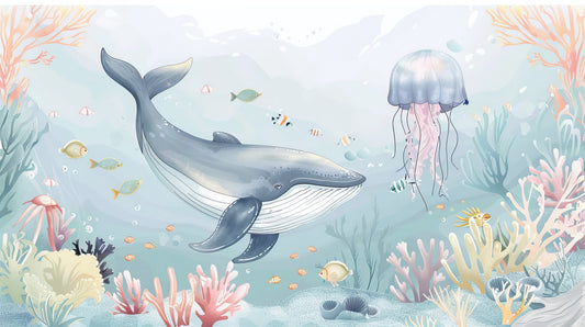 Whale's Underwater Ballet Wall Mural