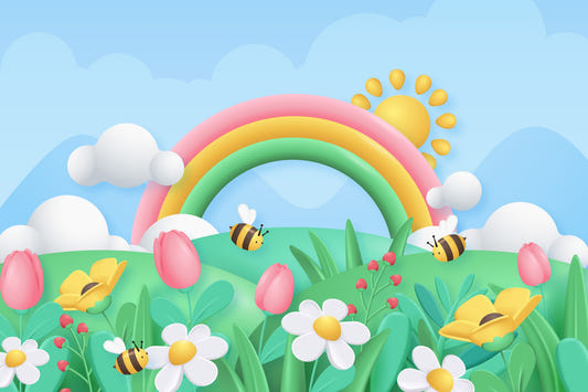 Rainbow Meadow Adventures Wall Mural
