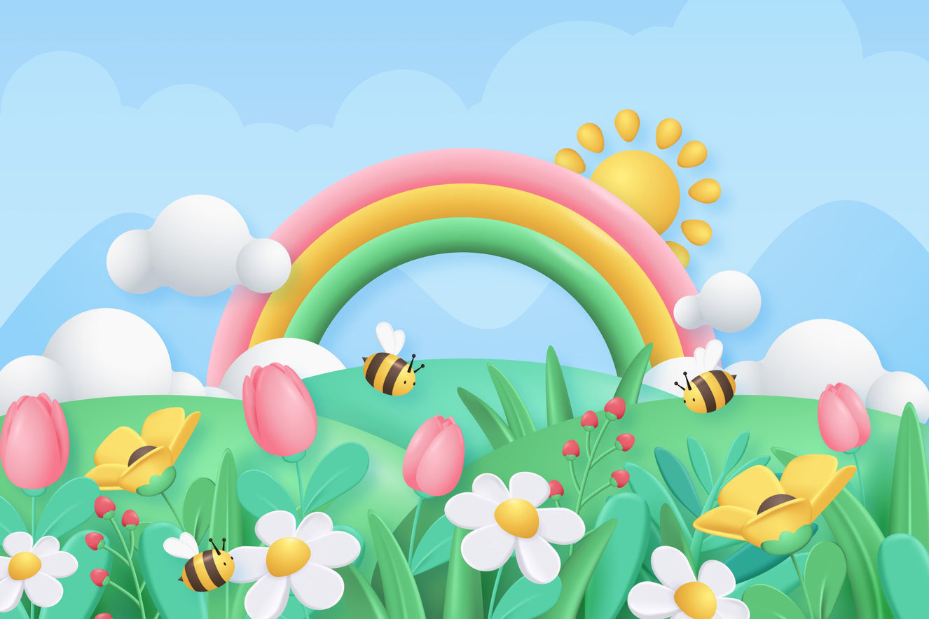 Rainbow Meadow Adventures Wall Mural