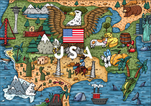 American Adventure Map Wall Mural