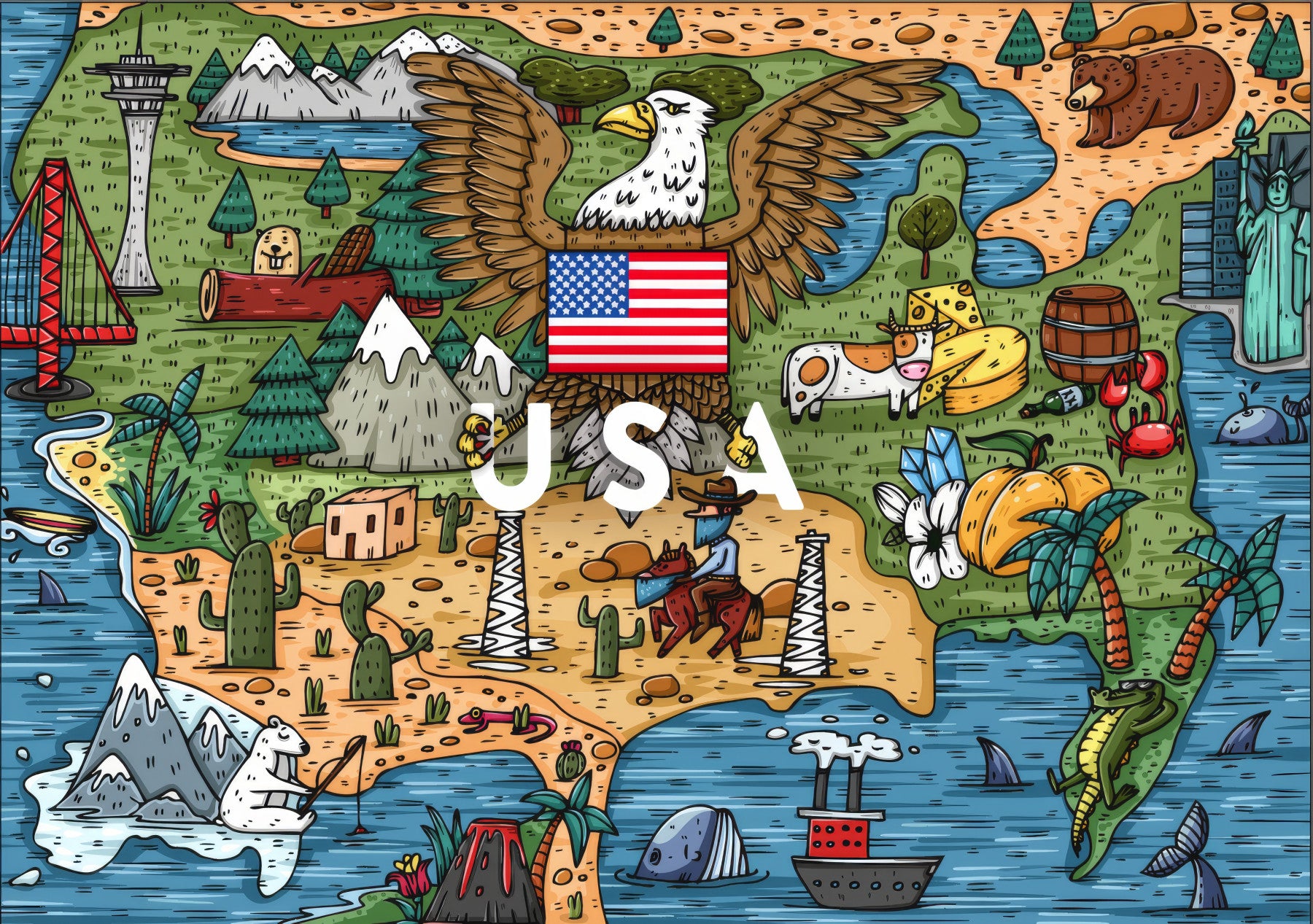 American Adventure Map Wall Mural