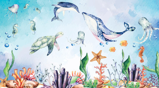 Watercolor Wonders of the Sea Wall Mural