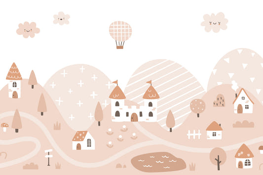 Fairytale Dreams Pastel Village Wall Mural