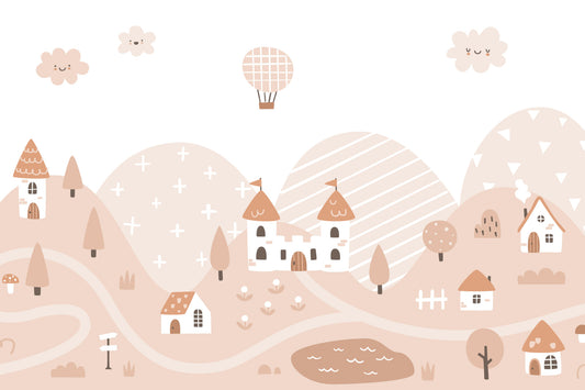 Fairytale Dreams Pastel Village Wall Mural