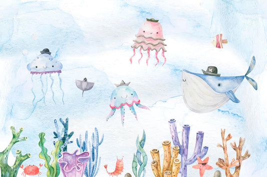 Watercolor Underwater Adventures Wall Mural