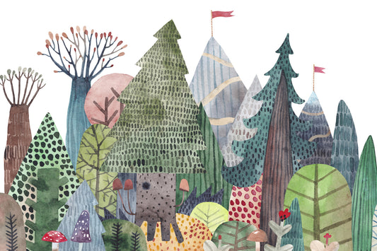 Enchanted Watercolor Woods Wall Mural