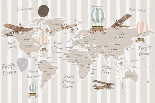 World Explorers Map Wall Mural