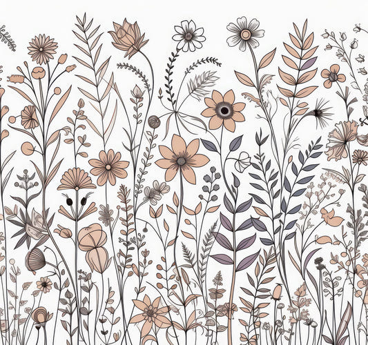 Neutral Flora Sketch Wall Mural