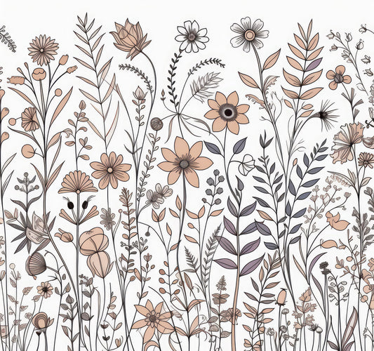 Neutral Flora Sketch Wall Mural