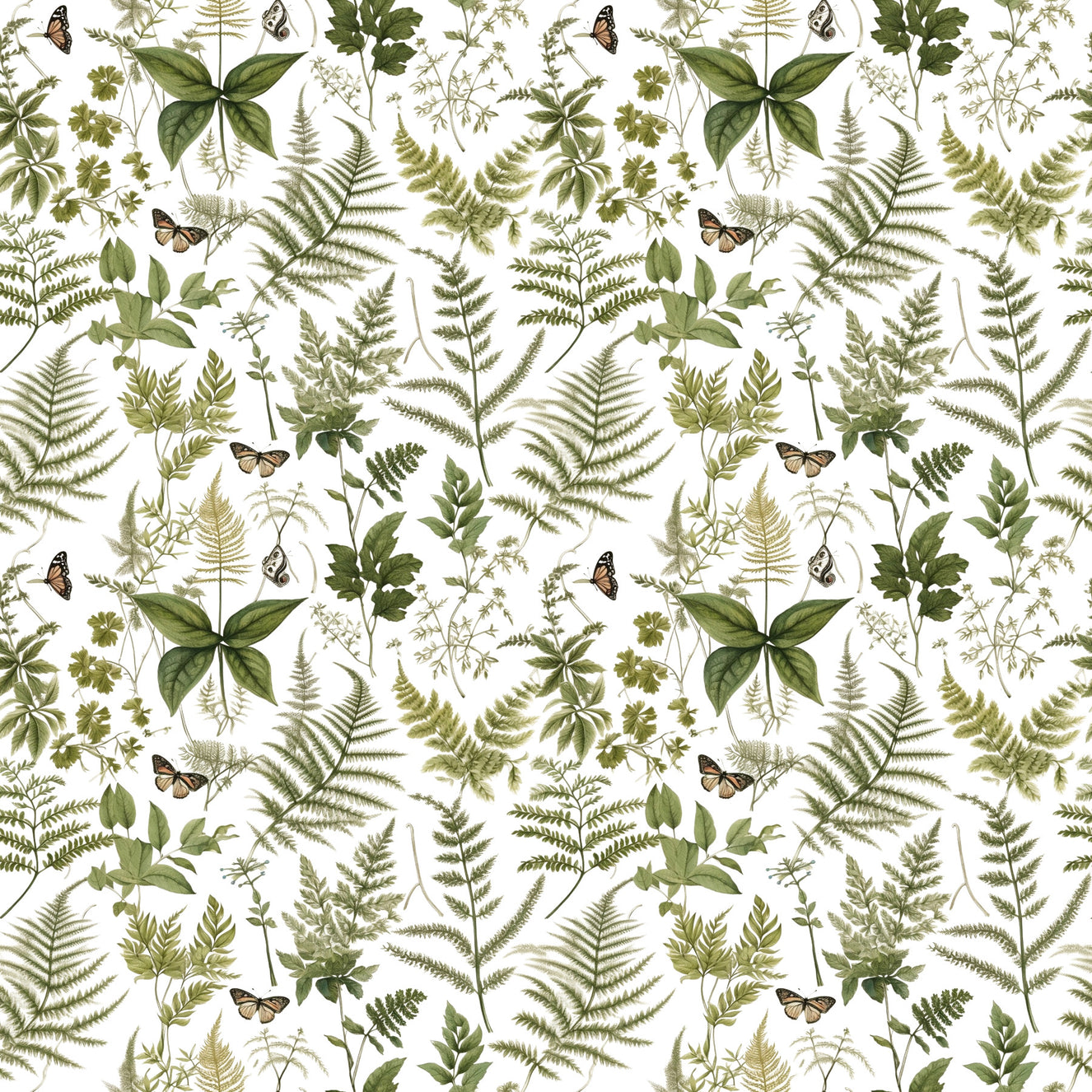 Fern & Butterfly Meadow Wallpaper⁠