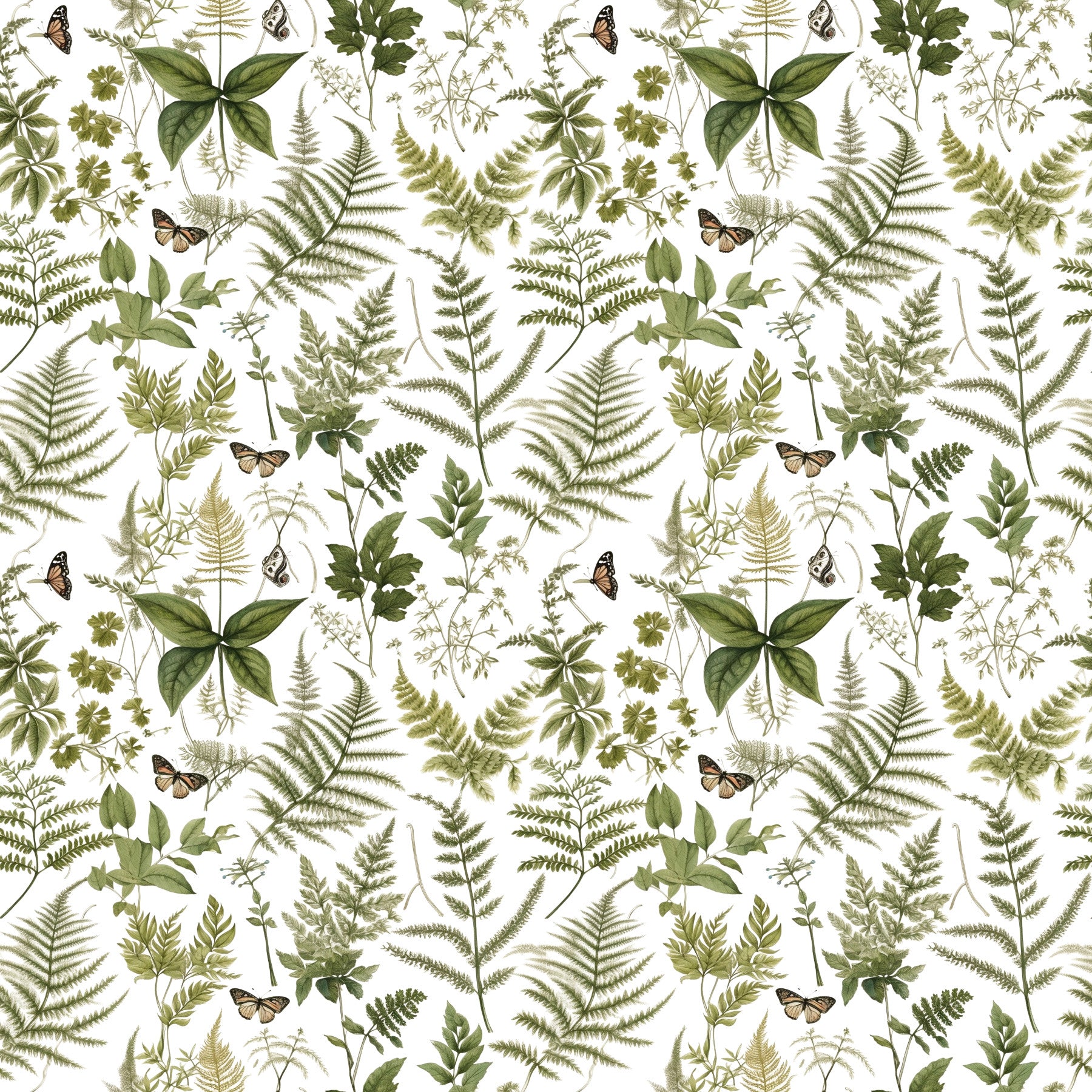 Fern & Butterfly Meadow Wallpaper⁠
