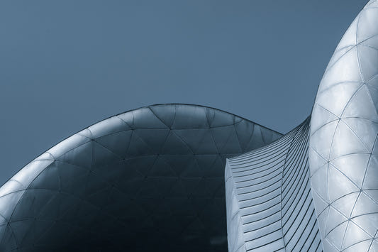 Architectural Blue Curves Wall Mural