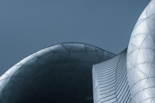 Architectural Blue Curves Wall Mural