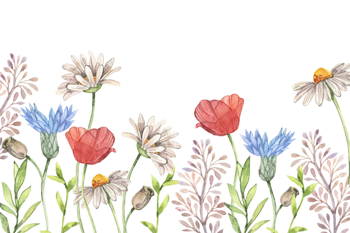 Floral Watercolor Wall Mural in your room — zoomed