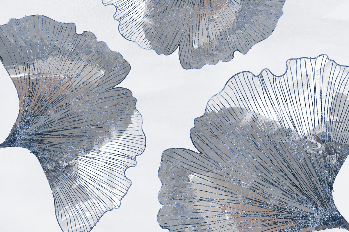 Golden Ginkgo Leaf Blue Wall Mural in your room