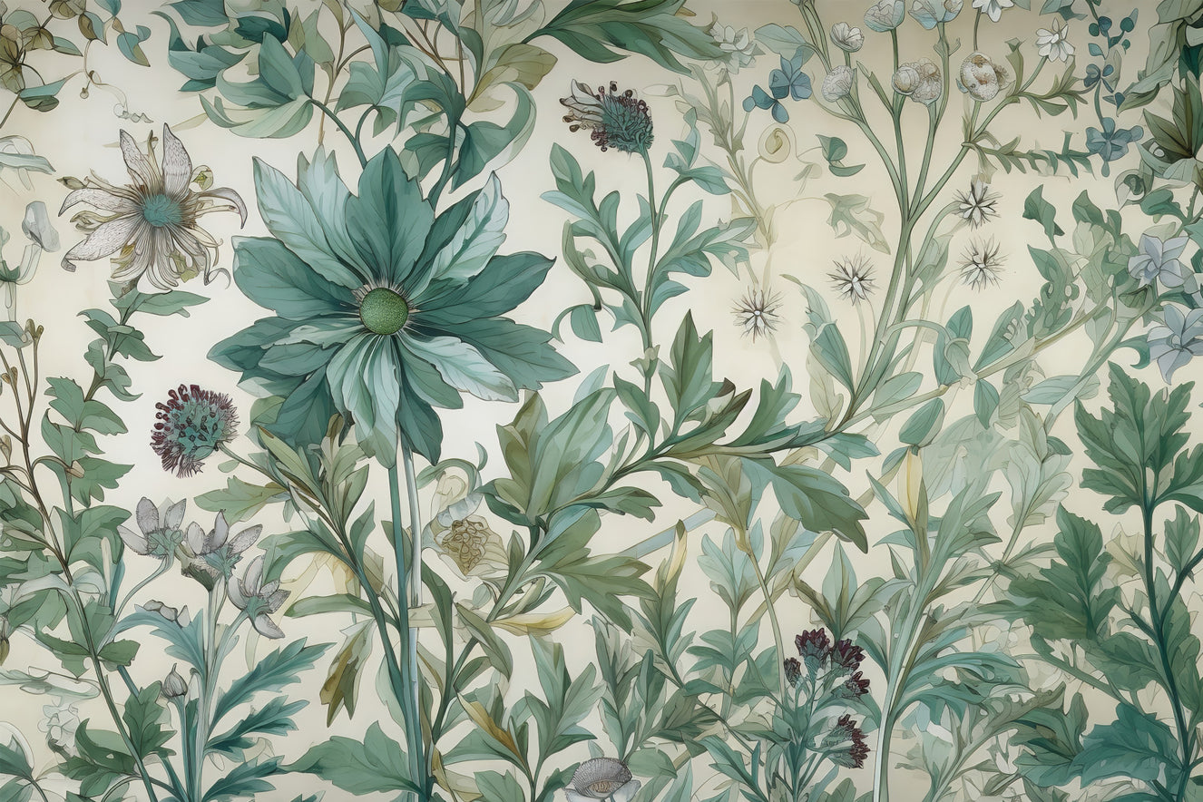 Leafy Blooms Wall Mural