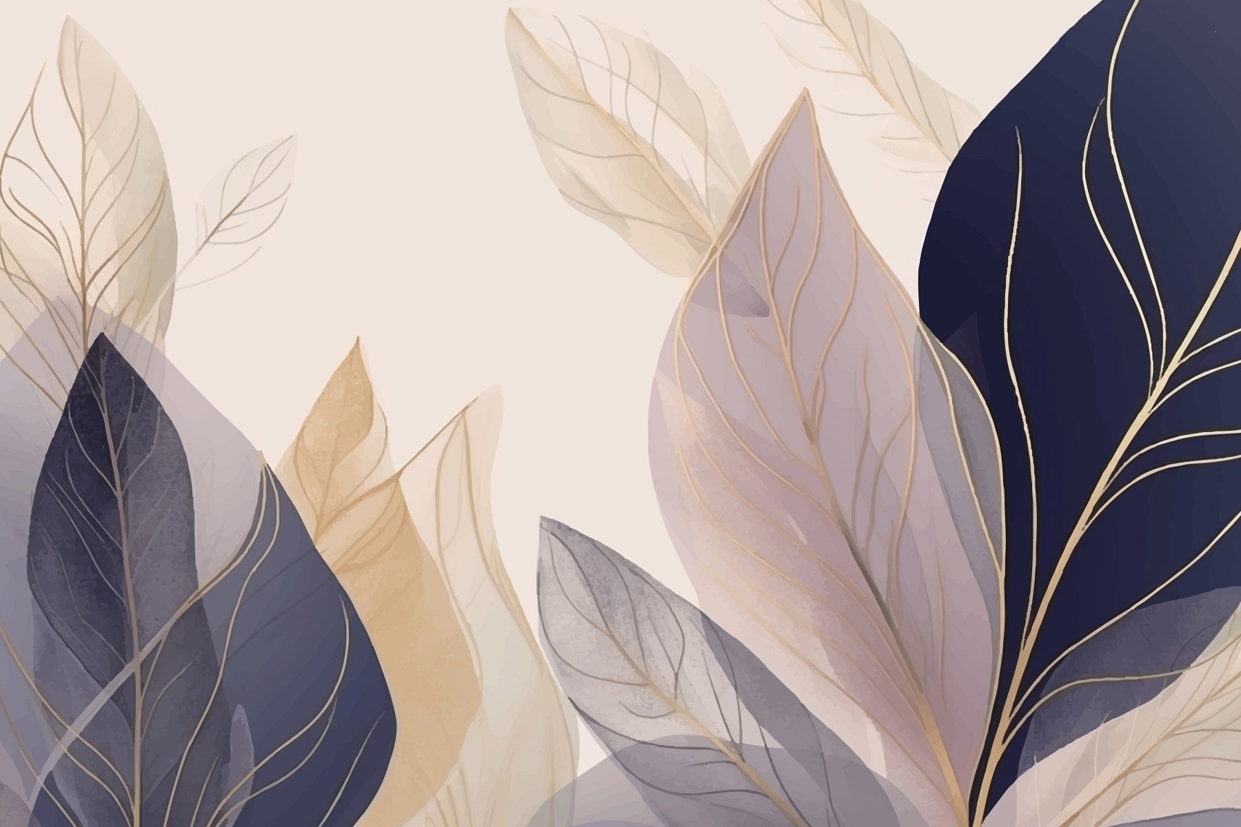 Pastel Leaves Wall Mural