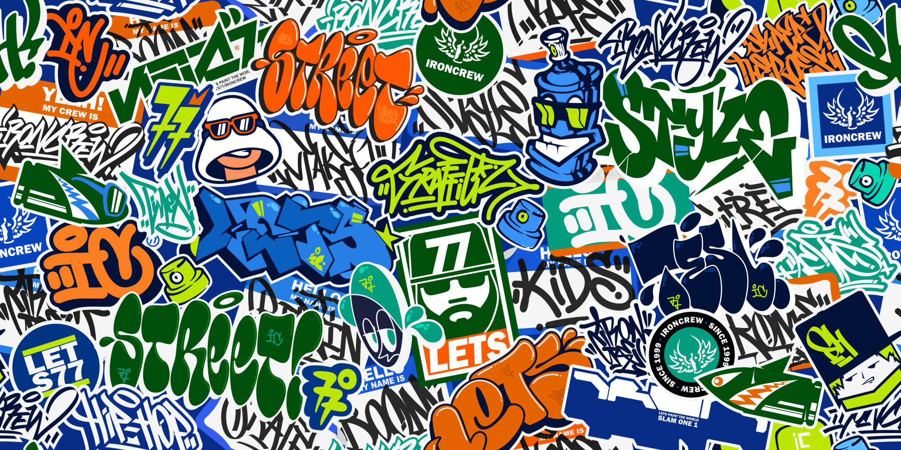 Urban Tag Team Graffiti Sticker Mania Wall Mural