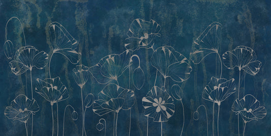 Indigo Poppy Dream Wall Mural