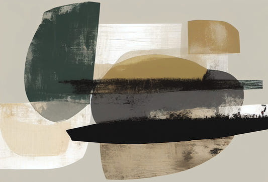 Abstract Painting with Black and Gold Wall Mural