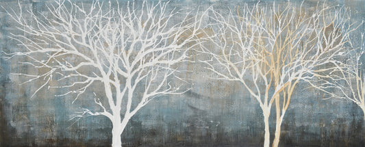 Panoramic Forest on Textured Blue Wall Mural