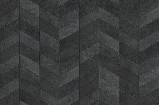 Midnight Herringbone Stone Wall Mural