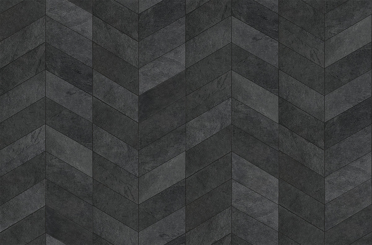 Midnight Herringbone Stone Wall Mural in your room