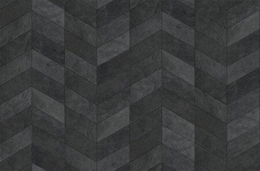 Midnight Herringbone Stone Wall Mural