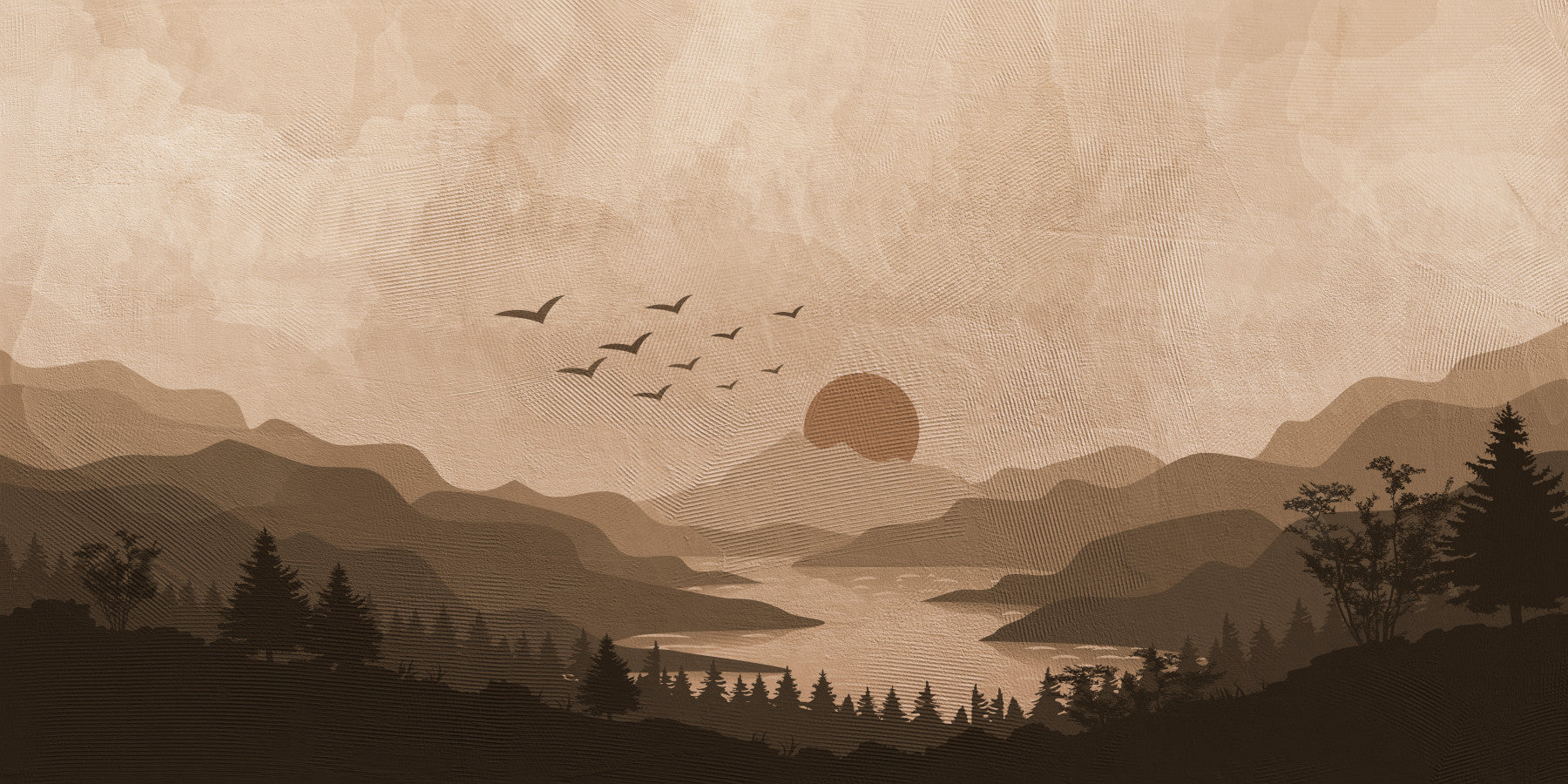 Monochrome Mountain Wall Mural