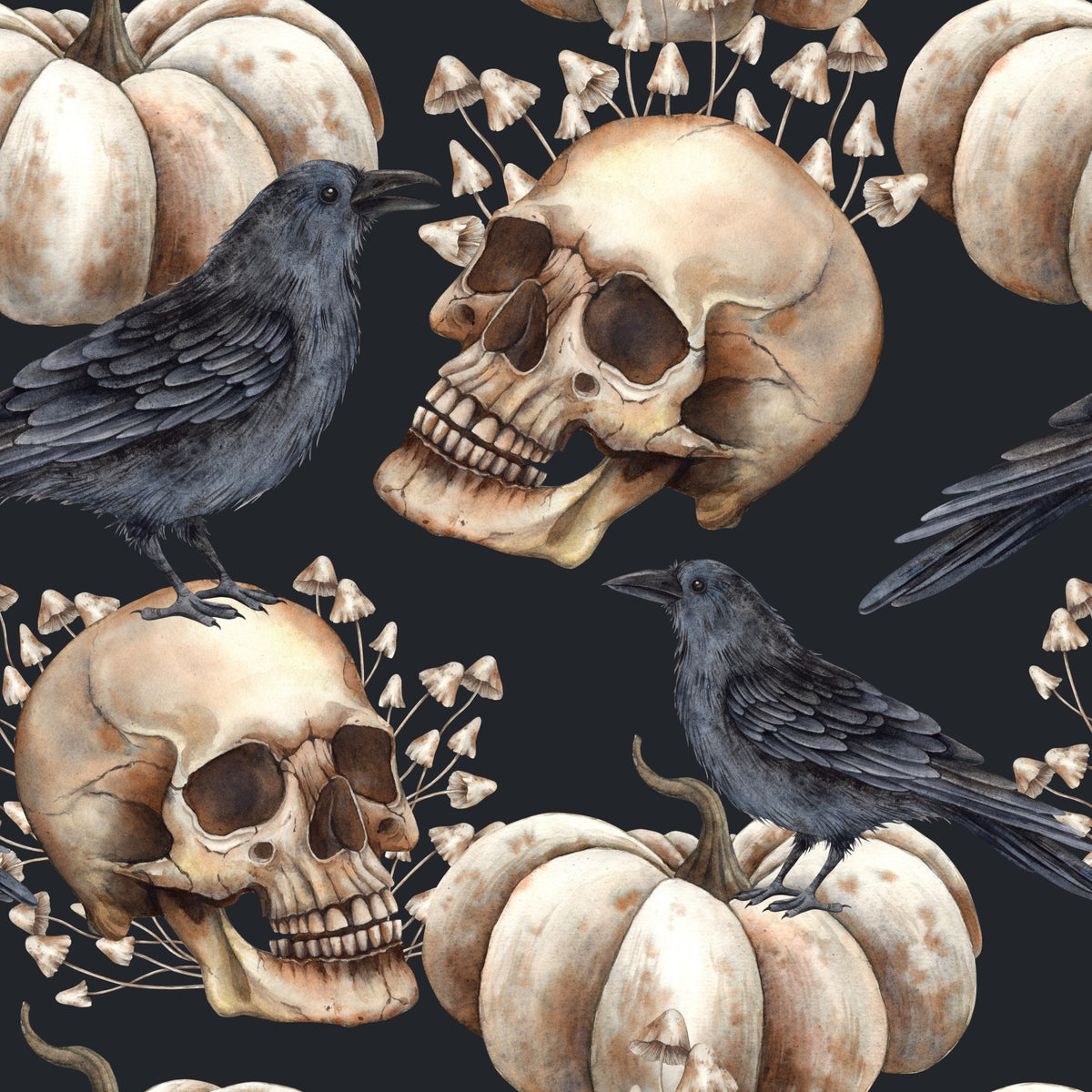 Dark Halloween Mural Wallpaper - Spooky Skull Design in your room