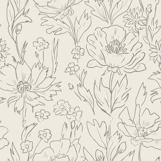 Floral Sketch Serenity Wallpaper⁠