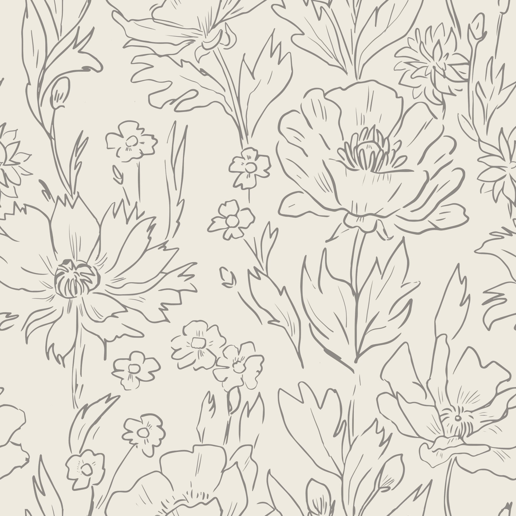 Floral Sketch Serenity Wallpaper⁠