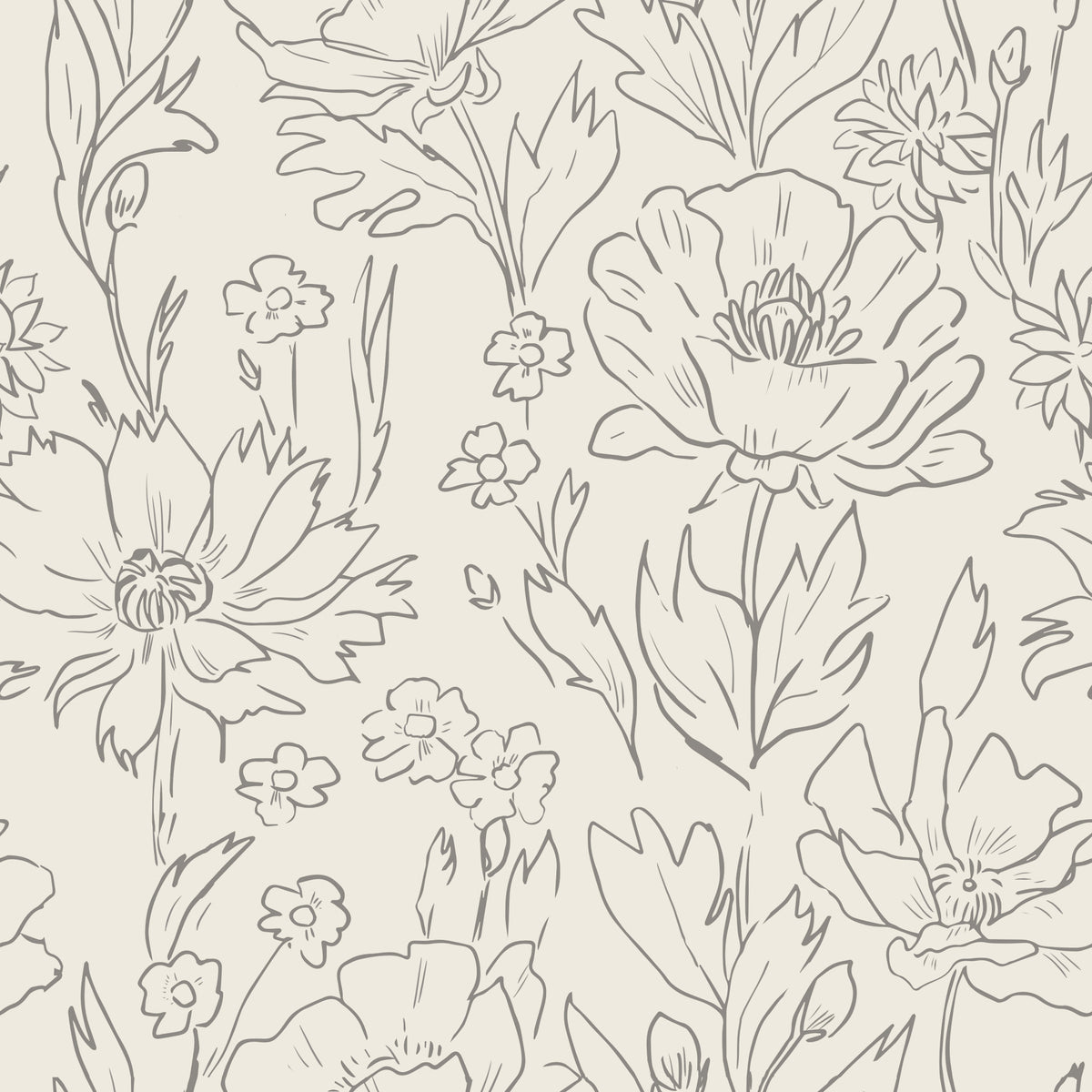 Floral Sketch Serenity Wallpaper⁠ in your room — zoomed