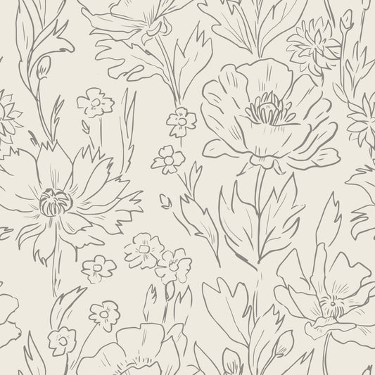 Floral Sketch Serenity Wallpaper⁠