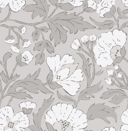 Monochromatic Floral Elegance Wallpaper⁠