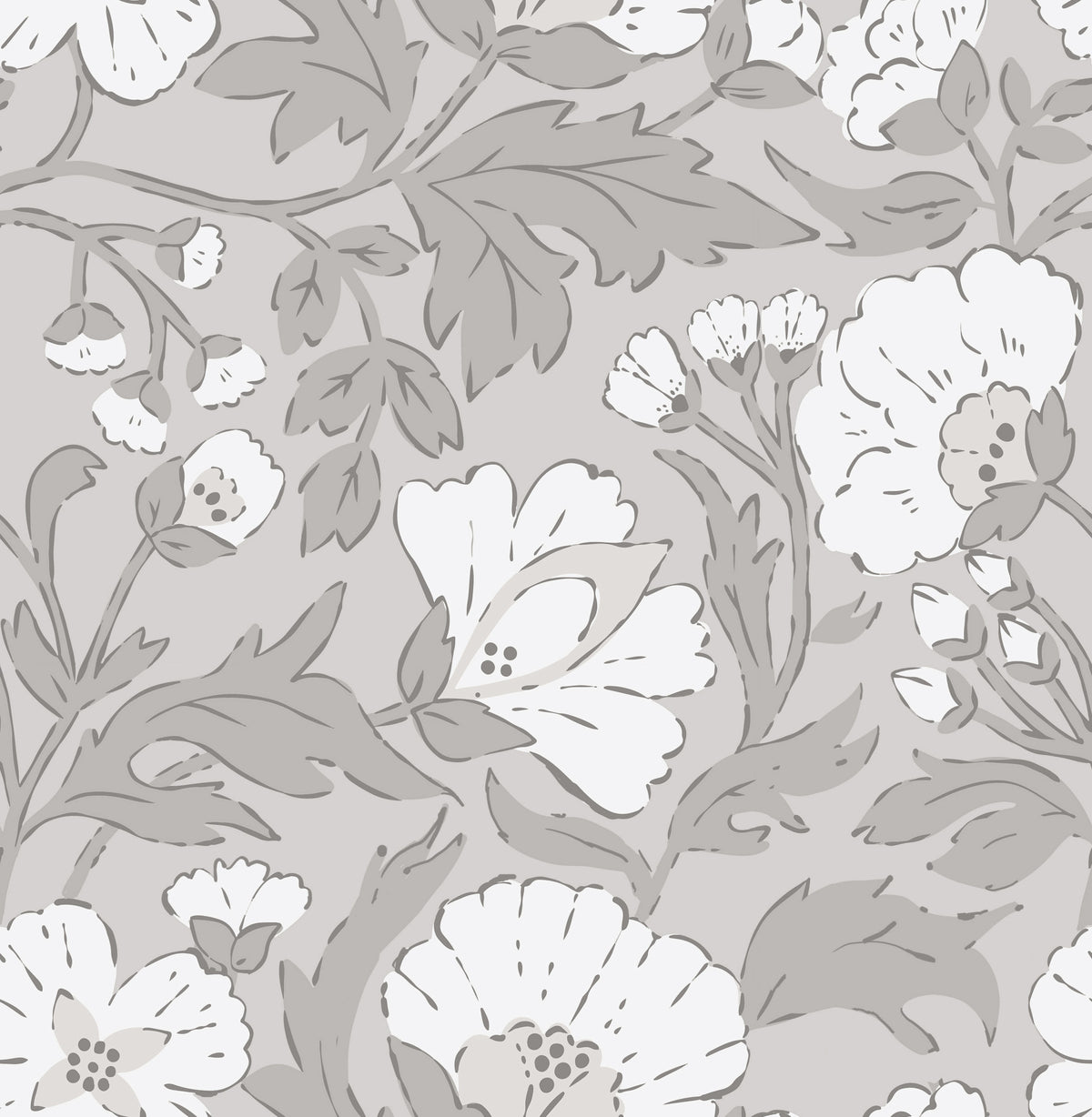 Monochromatic Floral Elegance Wallpaper⁠ in your room — zoomed