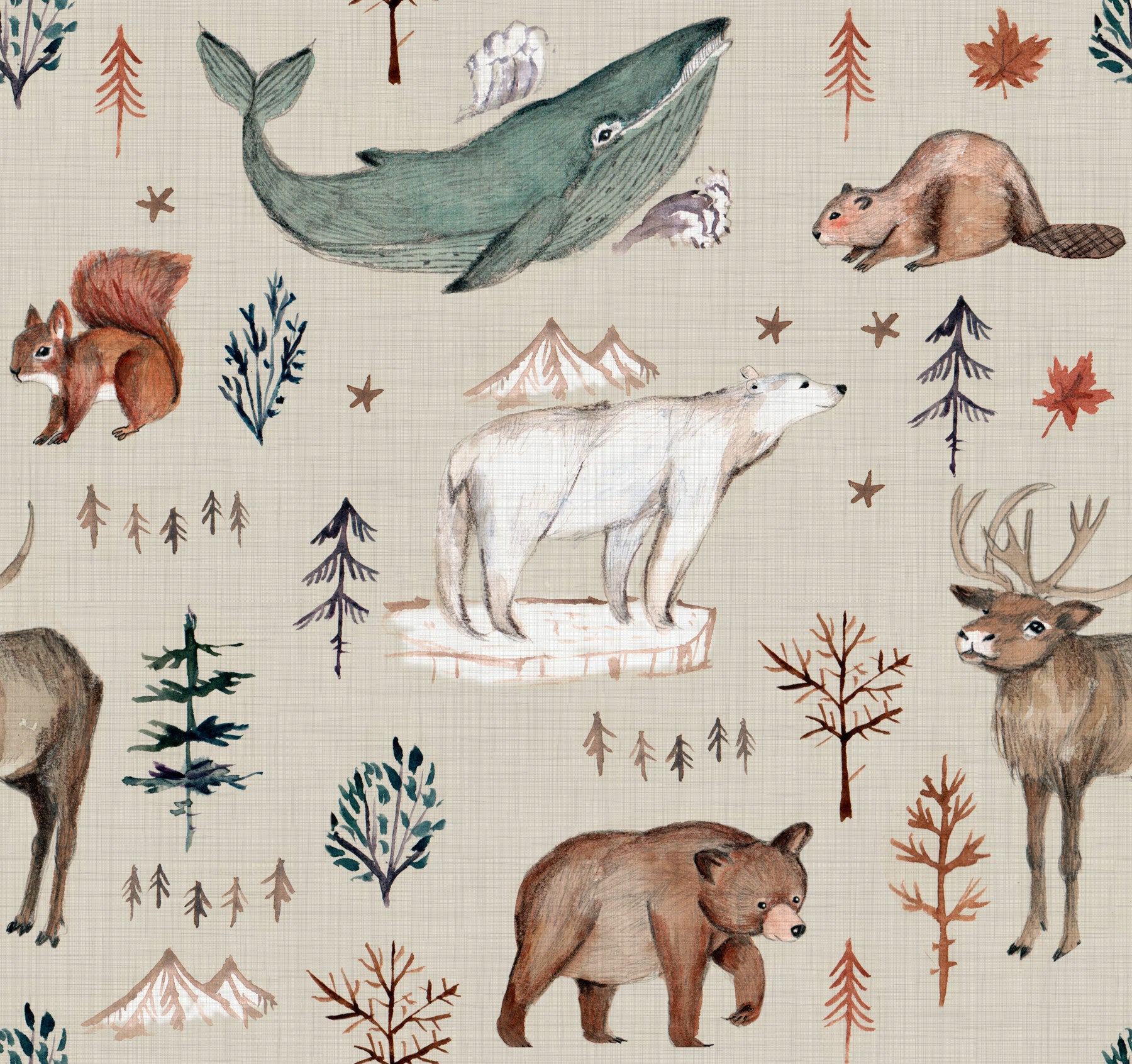 Whispers of the Wild: A Watercolor Tapestry Wallpaper⁠