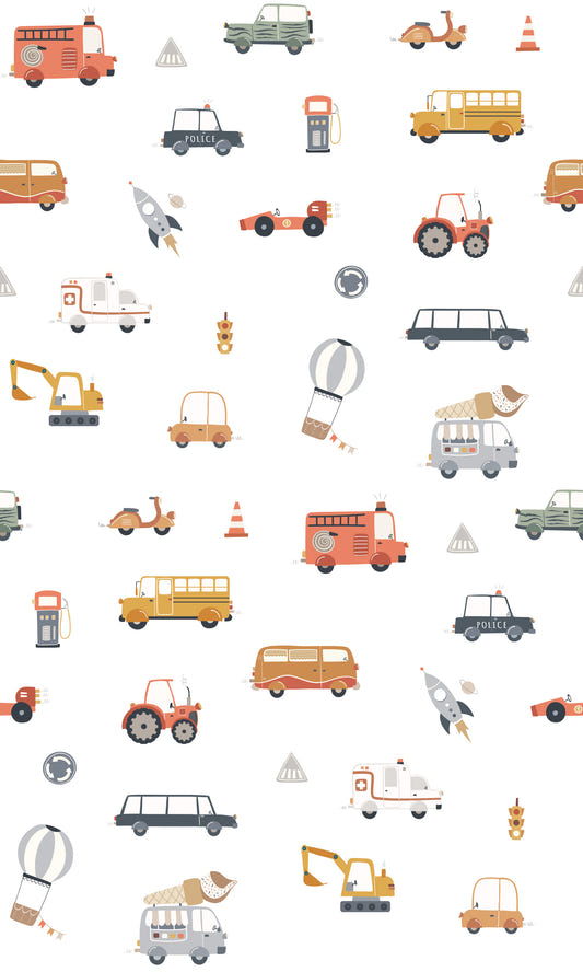 Wheels on the Wall: Transportation Fun Wallpaper⁠