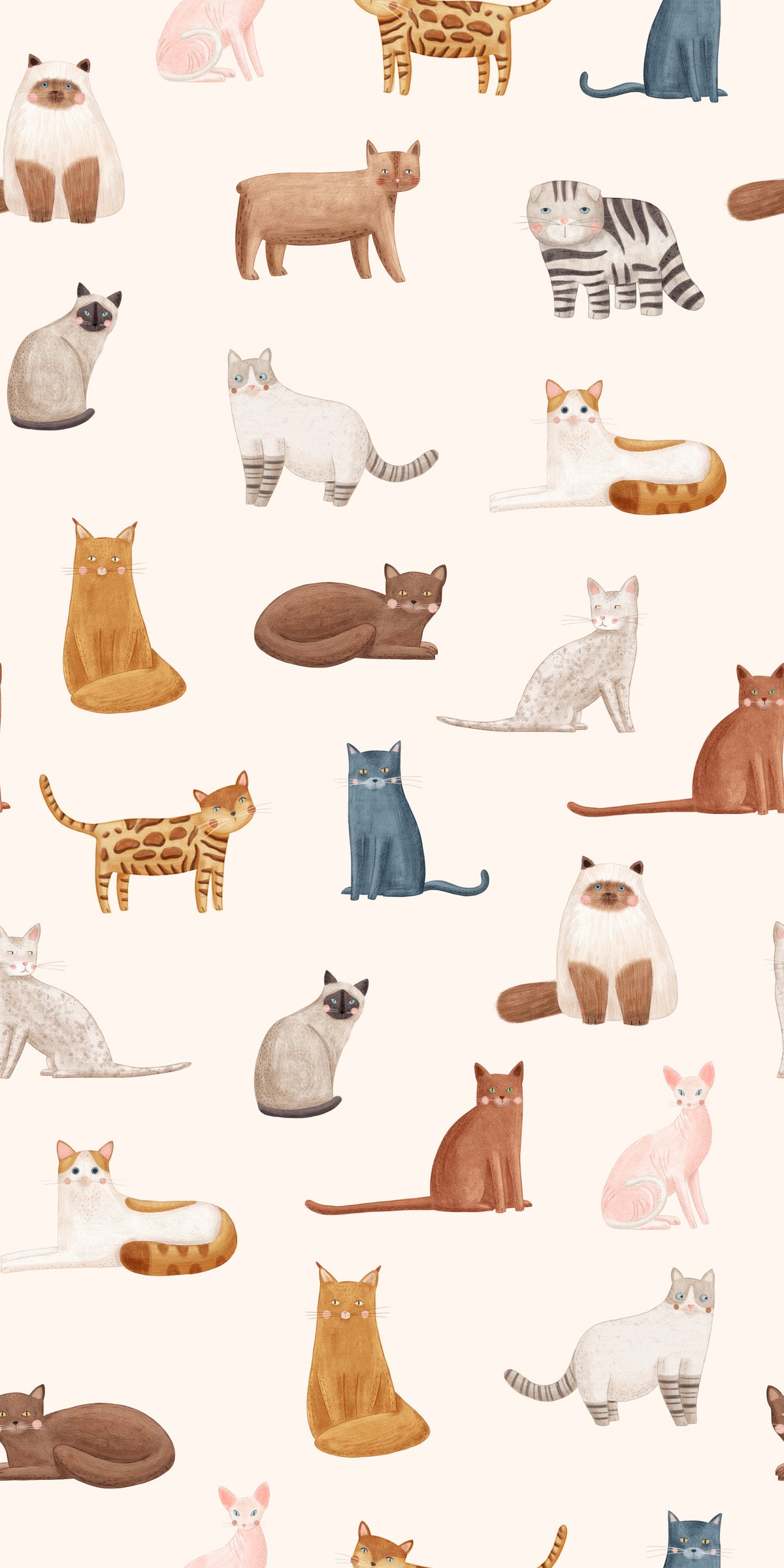 Purrfectly Cats in Cream Background Wallpaper⁠ in your room