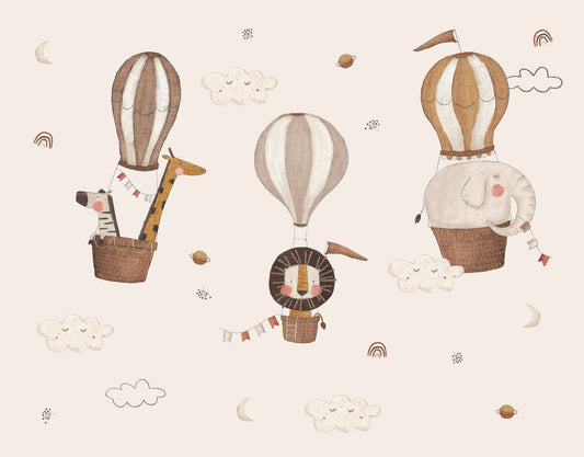 Safari Hot Air Balloons Wall Mural