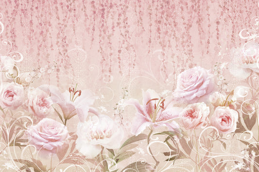 Blush Rose Garden Wall Mural Wall Mural