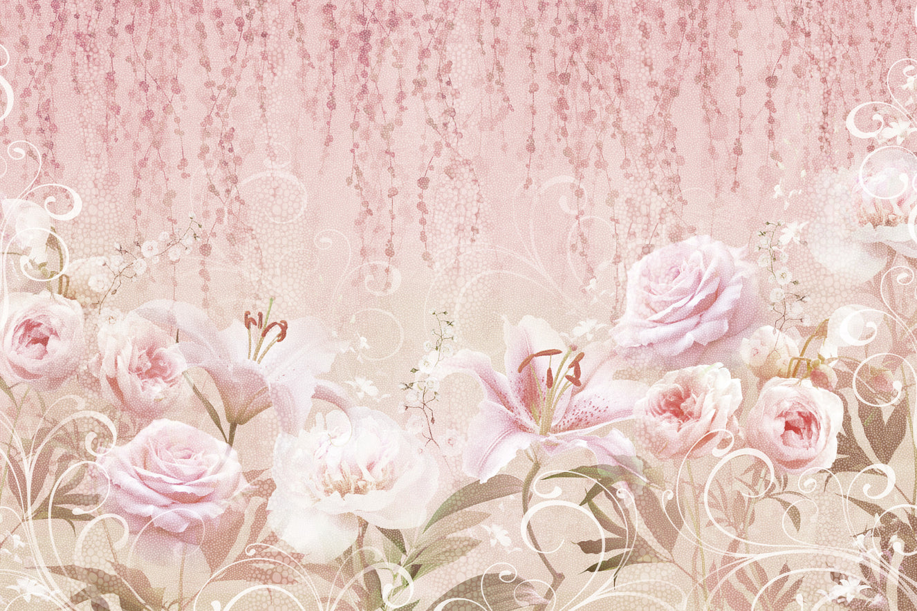 Blush Rose Garden Wall Mural Wall Mural