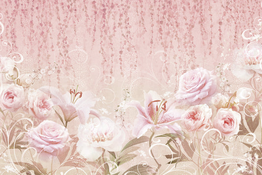Blush Rose Garden Wall Mural Wall Mural