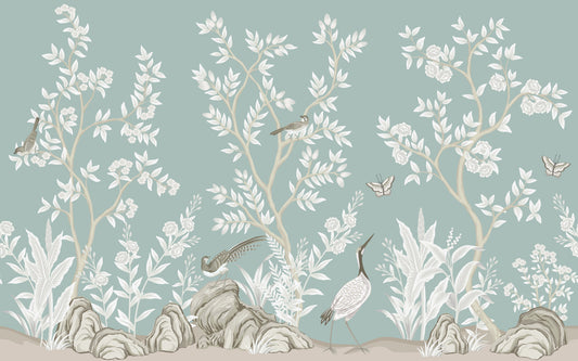 Serene Aviary Garden Wall Mural